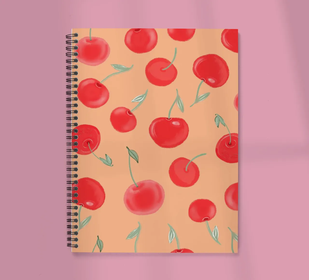 Berry Burst strawberry orange colored pattern spiral notebook by gulsengunel
