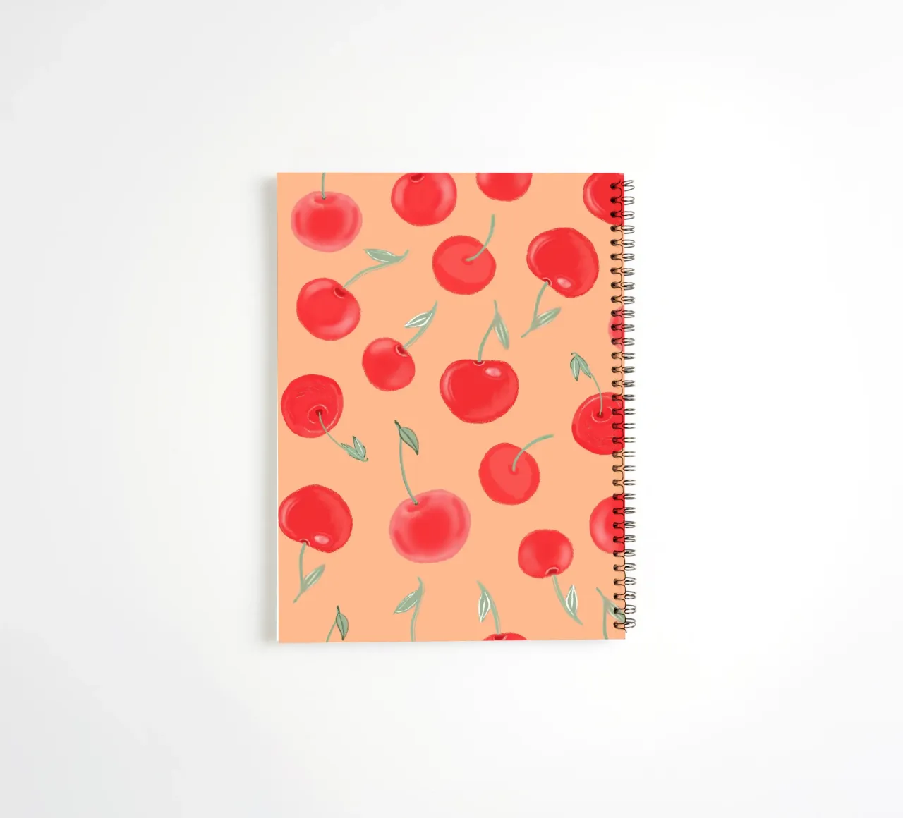 Berry Burst strawberry orange colored pattern spiral notebook by gulsengunel