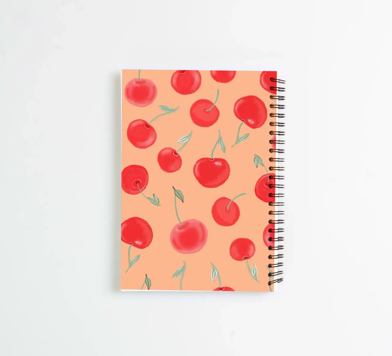 Berry Burst strawberry orange colored pattern spiral notebook by gulsengunel
