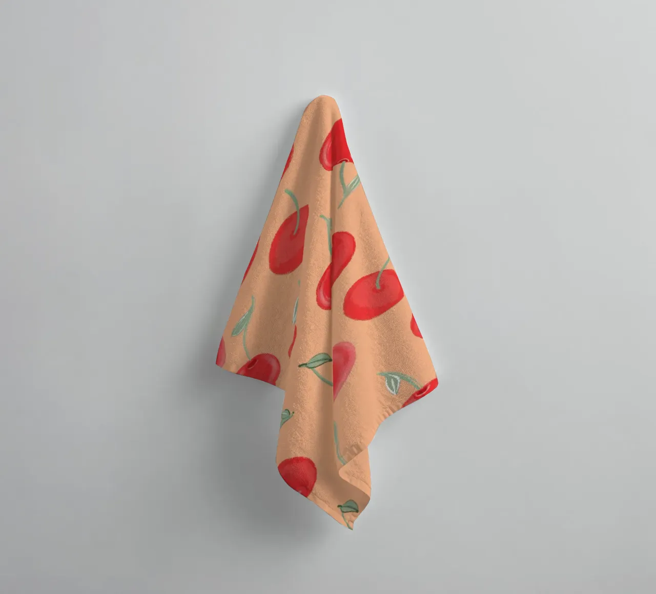 Berry Burst strawberry orange colored pattern towel by gulsengunel