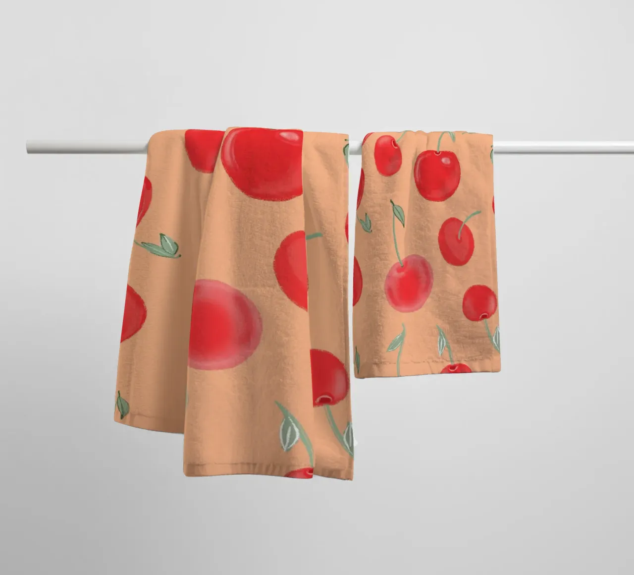 Berry Burst strawberry orange colored pattern towel by gulsengunel
