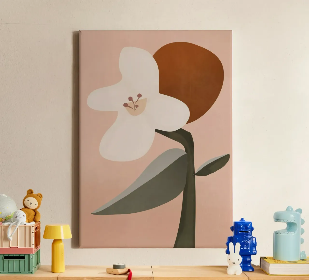 Abstract Minimal Art Flower 2 canvas with Floater frame by ThingDesign