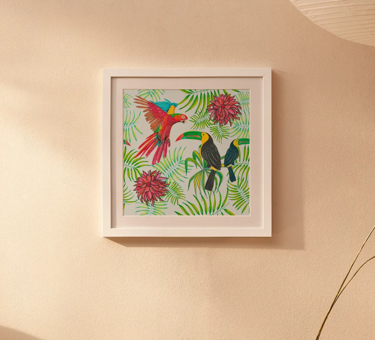 Regno animale uccelli tropicali poster con telaio in legno da gulsengunel