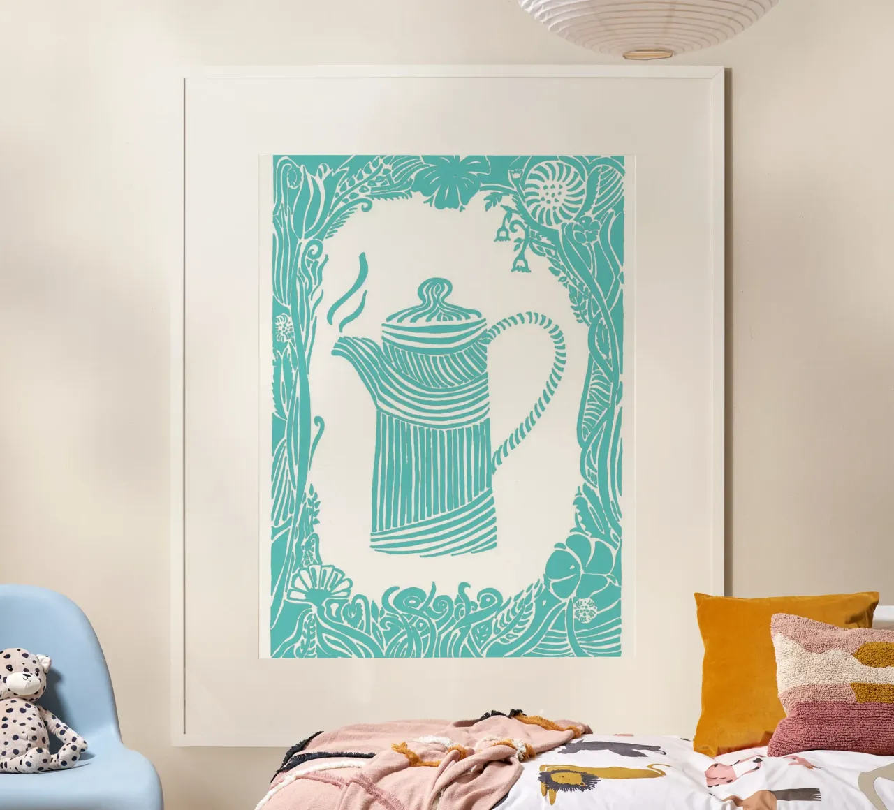 Pensieri di caffè - turchese poster da PaperLine Art