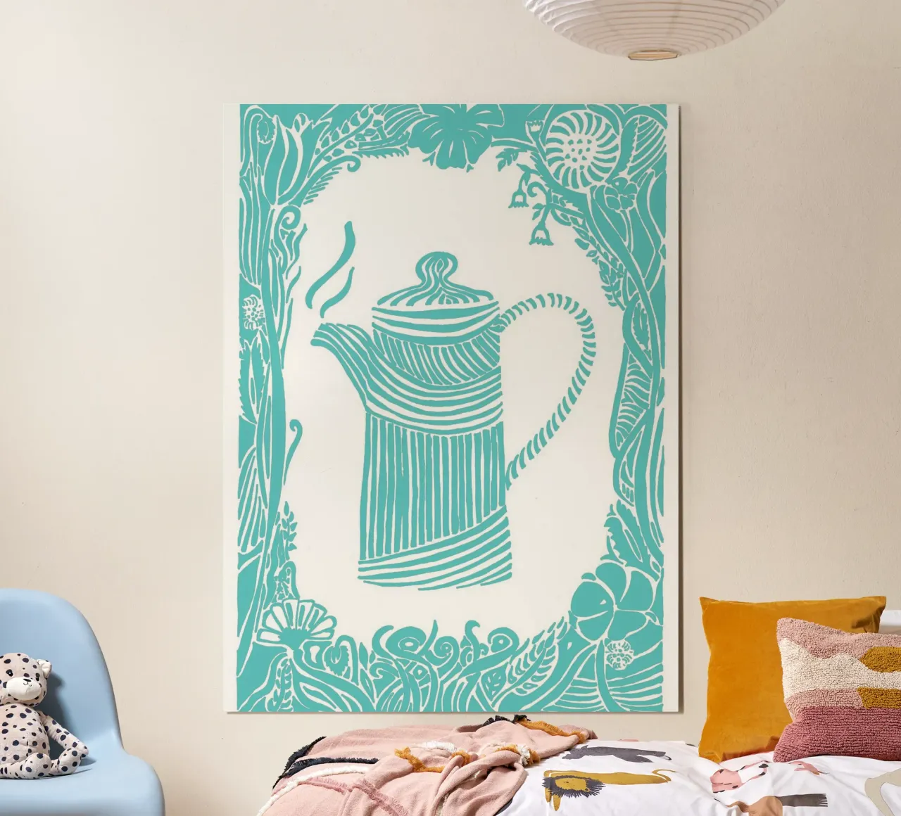 Pensieri di caffè - turchese poster da PaperLine Art