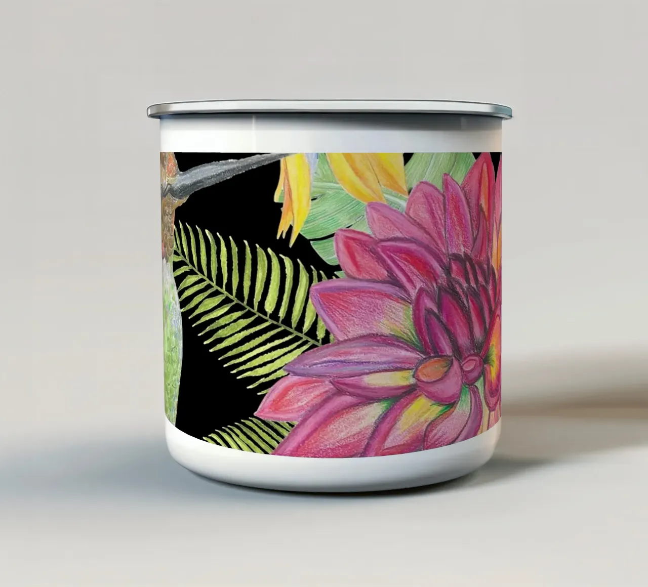 Colibrì disegnato a mano tazza in smalto da gulsengunel
