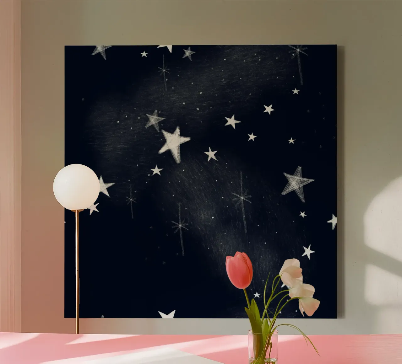 Luz de las estrellas en Navidad lienzo con Marco flotante de gulsengunel