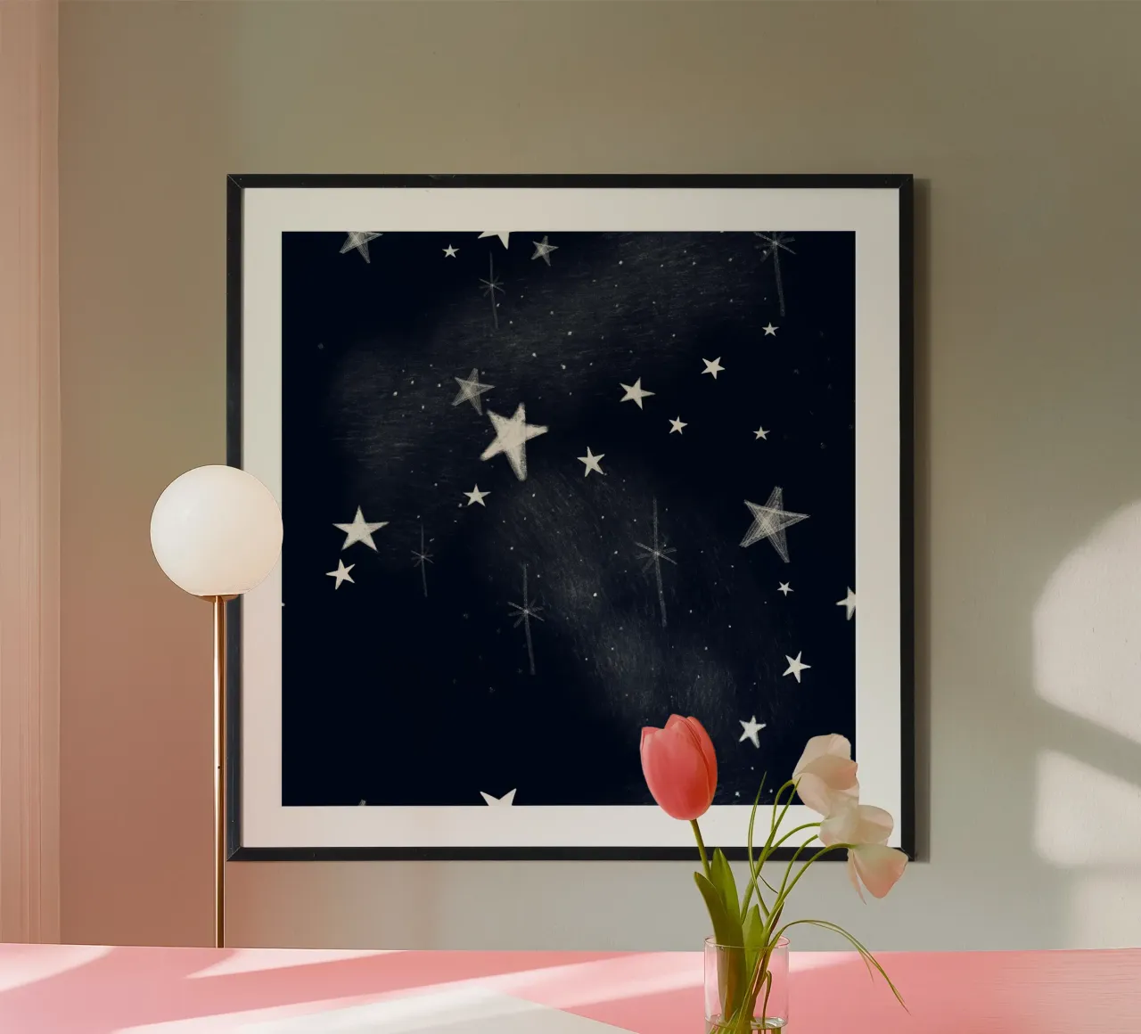 Luz de las estrellas en Navidad poster con marco de aluminio de gulsengunel