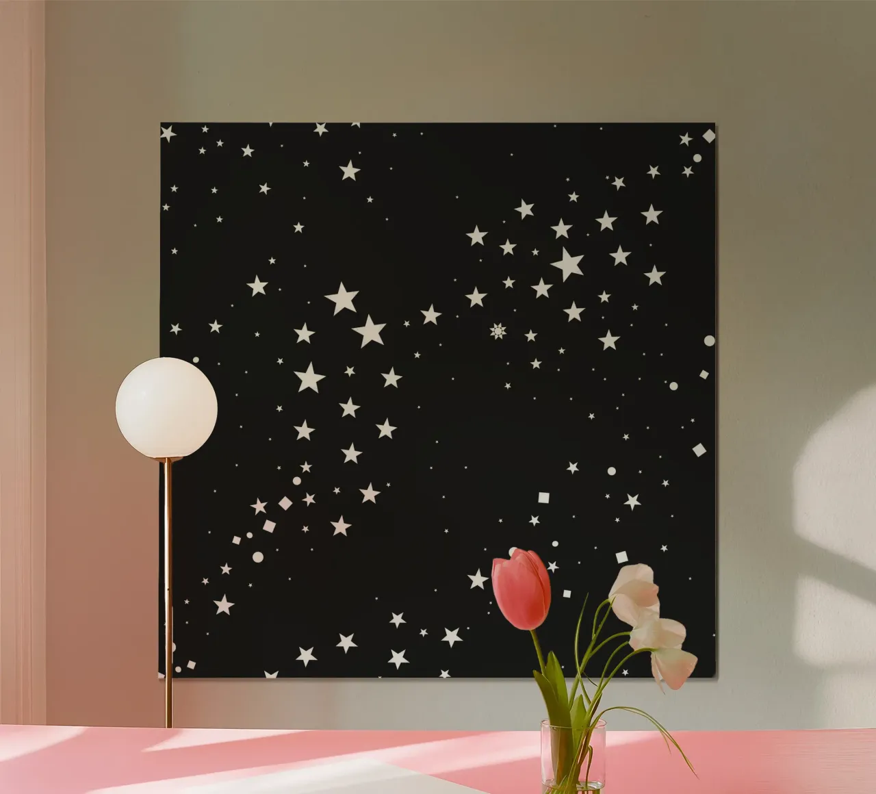 Étoiles et points carrés dessinés à la main poster de gulsengunel