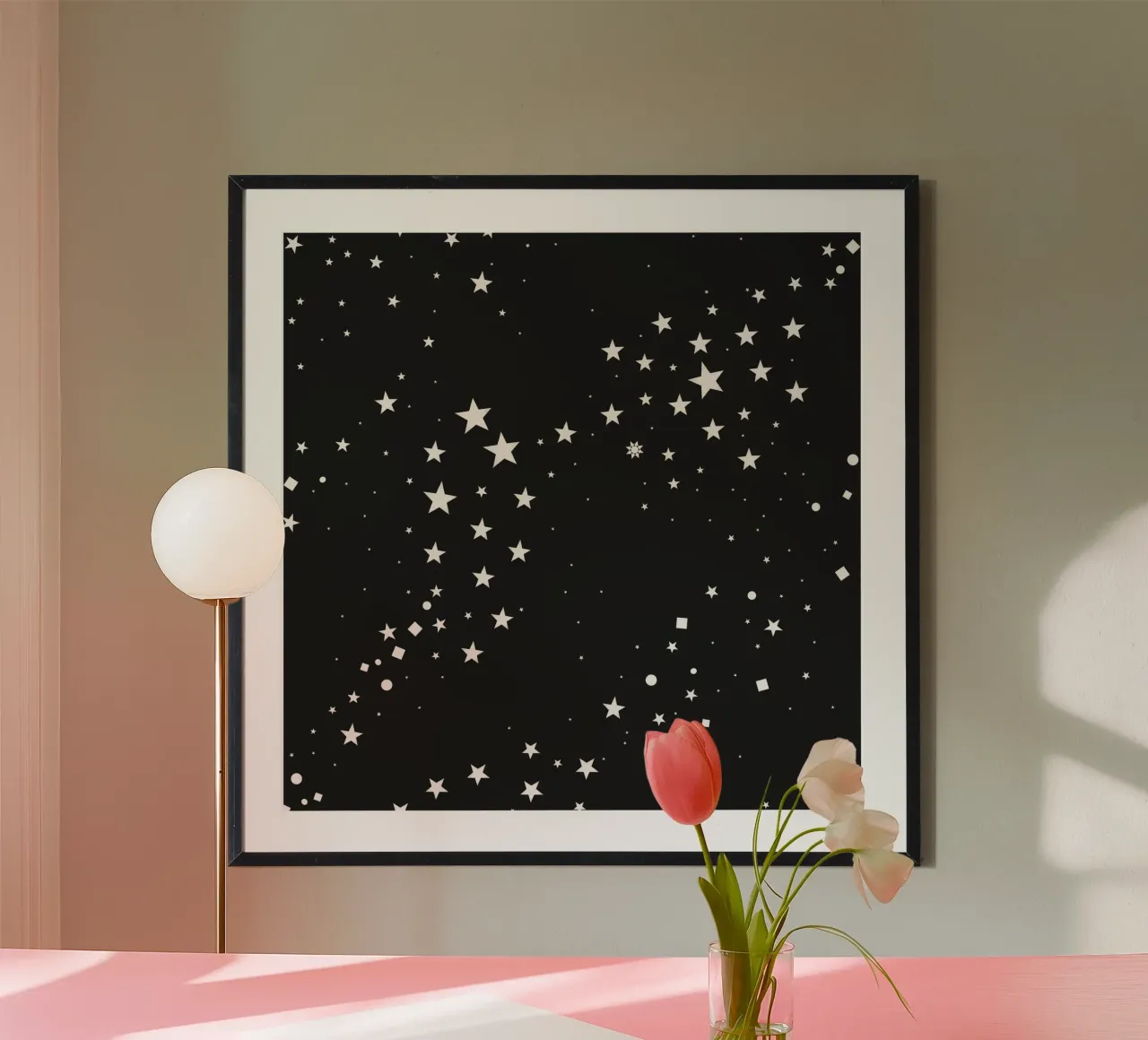 Étoiles et points carrés dessinés à la main poster de gulsengunel
