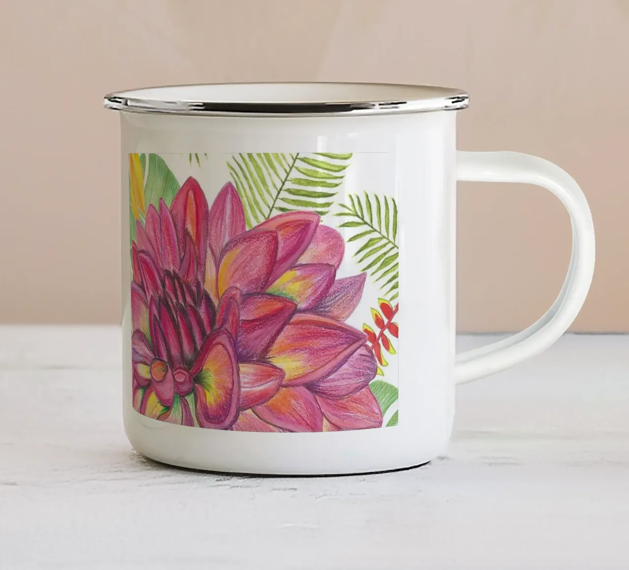 Colibrì disegnato a mano tazza in smalto da gulsengunel