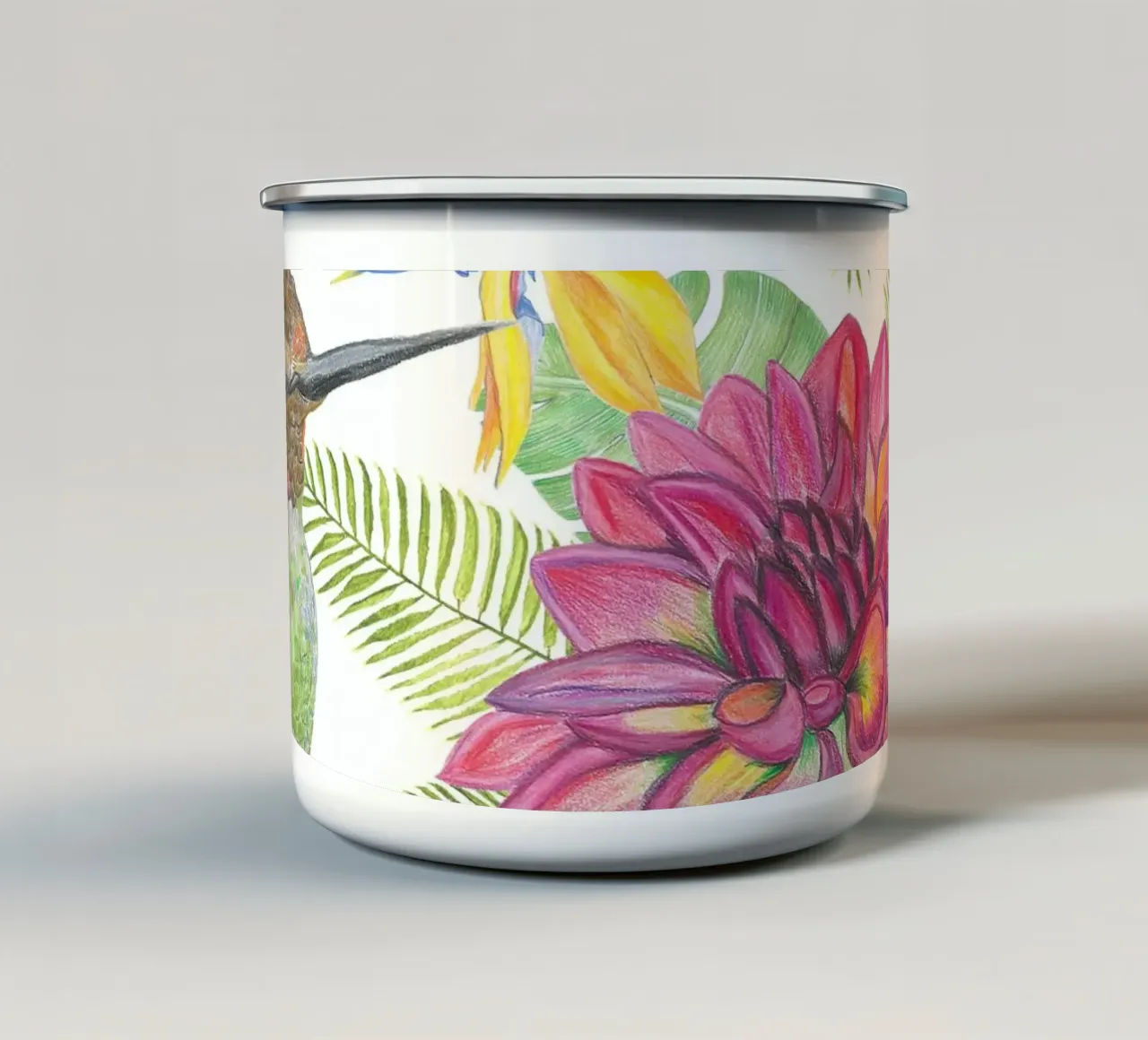 Colibrì disegnato a mano tazza in smalto da gulsengunel