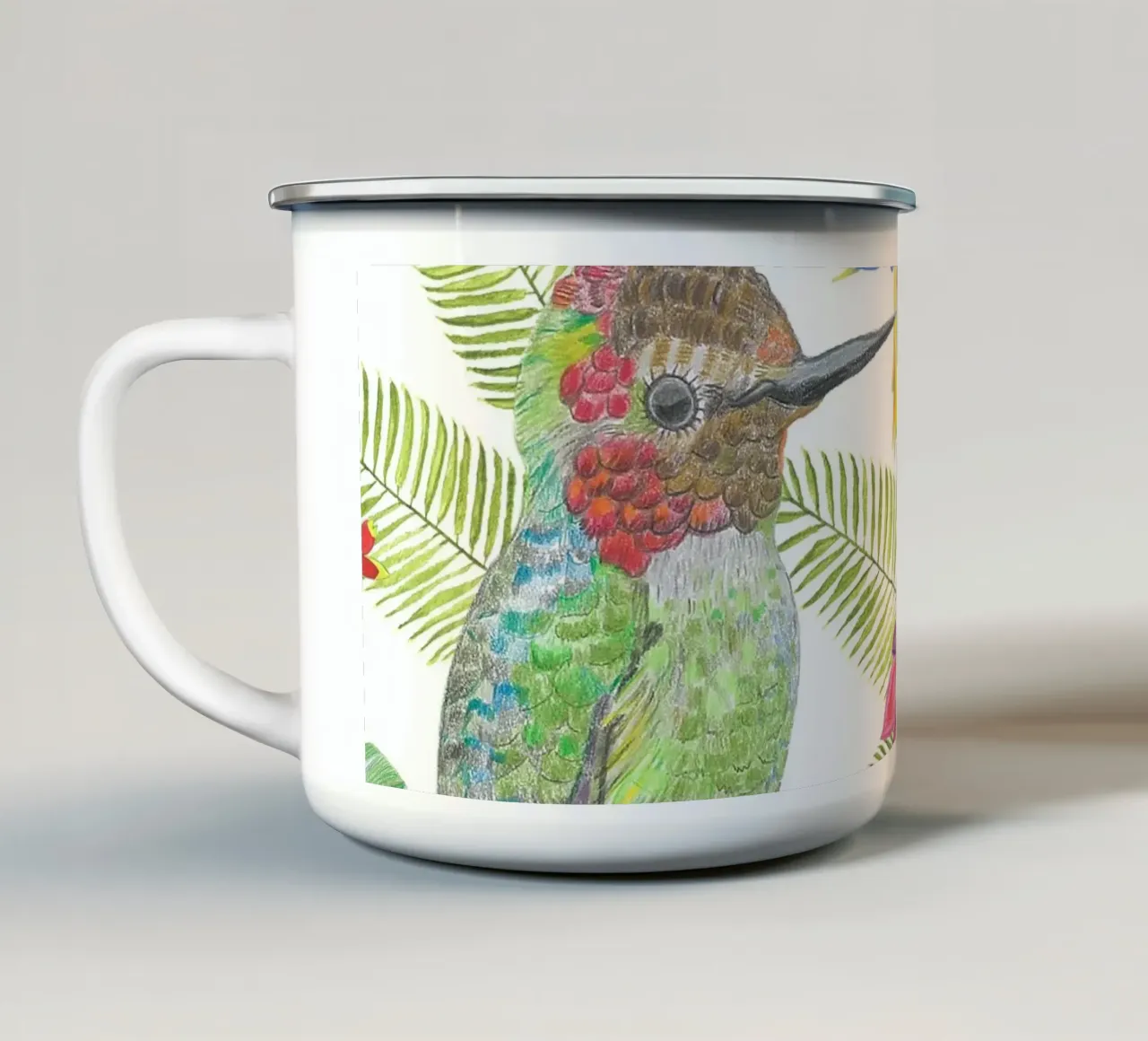 Colibrì disegnato a mano tazza in smalto da gulsengunel