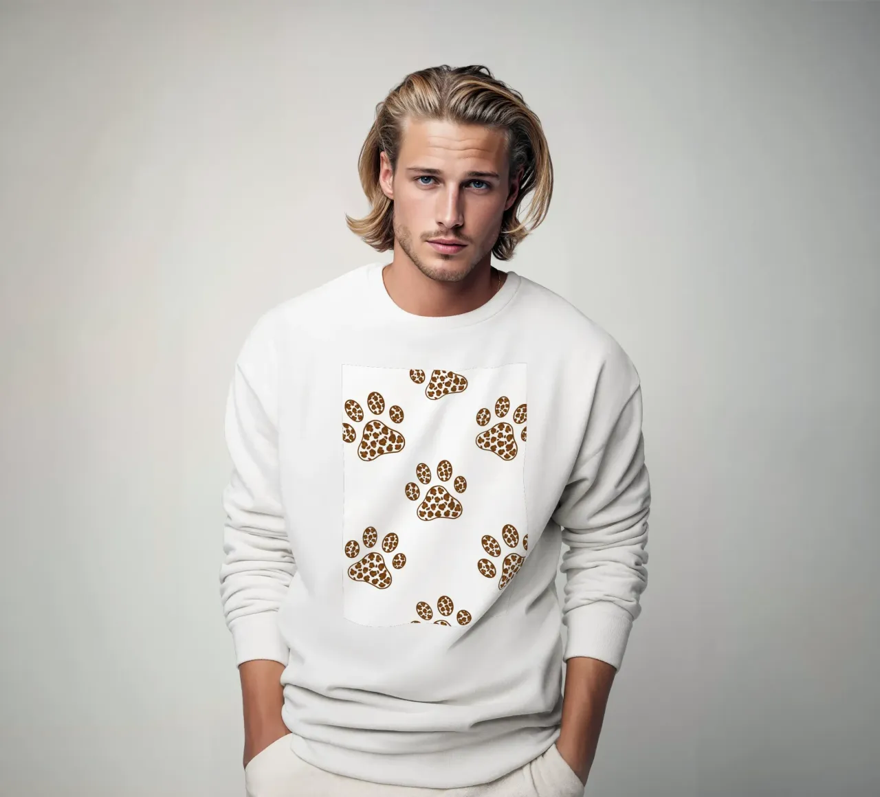 Made of leopard pattern with paw prints sweatshirt by gulsengunel