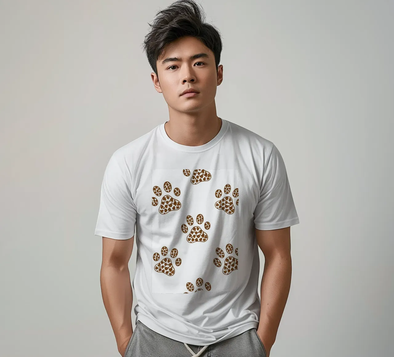 Made of leopard pattern with paw prints t-shirt by gulsengunel
