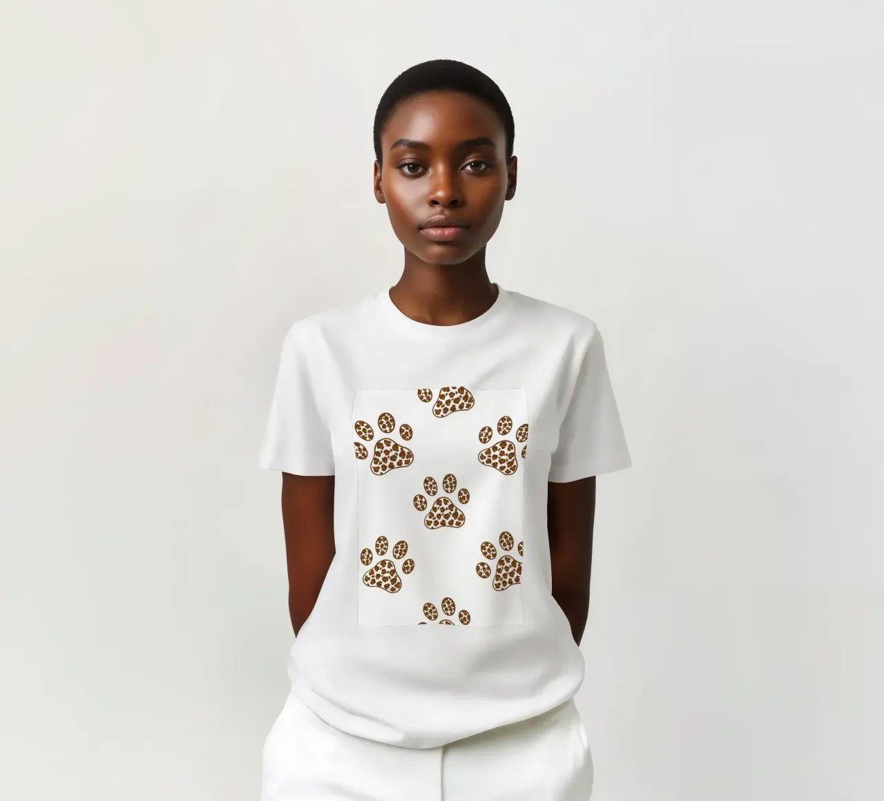 Made of leopard pattern with paw prints t-shirt by gulsengunel