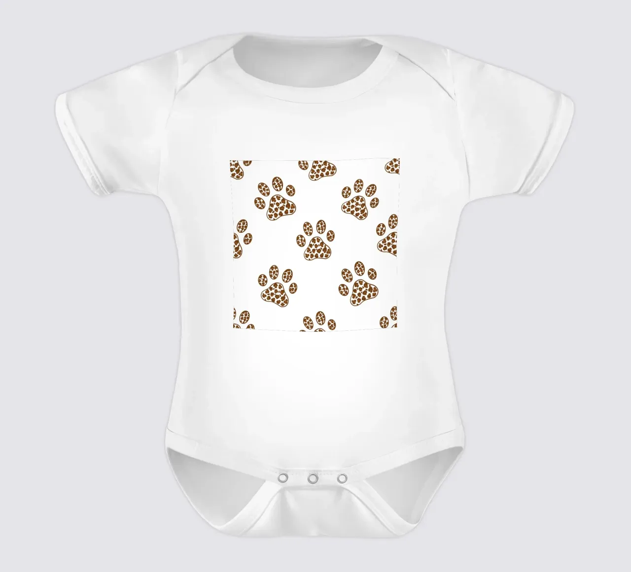 Made of leopard pattern with paw prints short-sleeve baby romper by gulsengunel