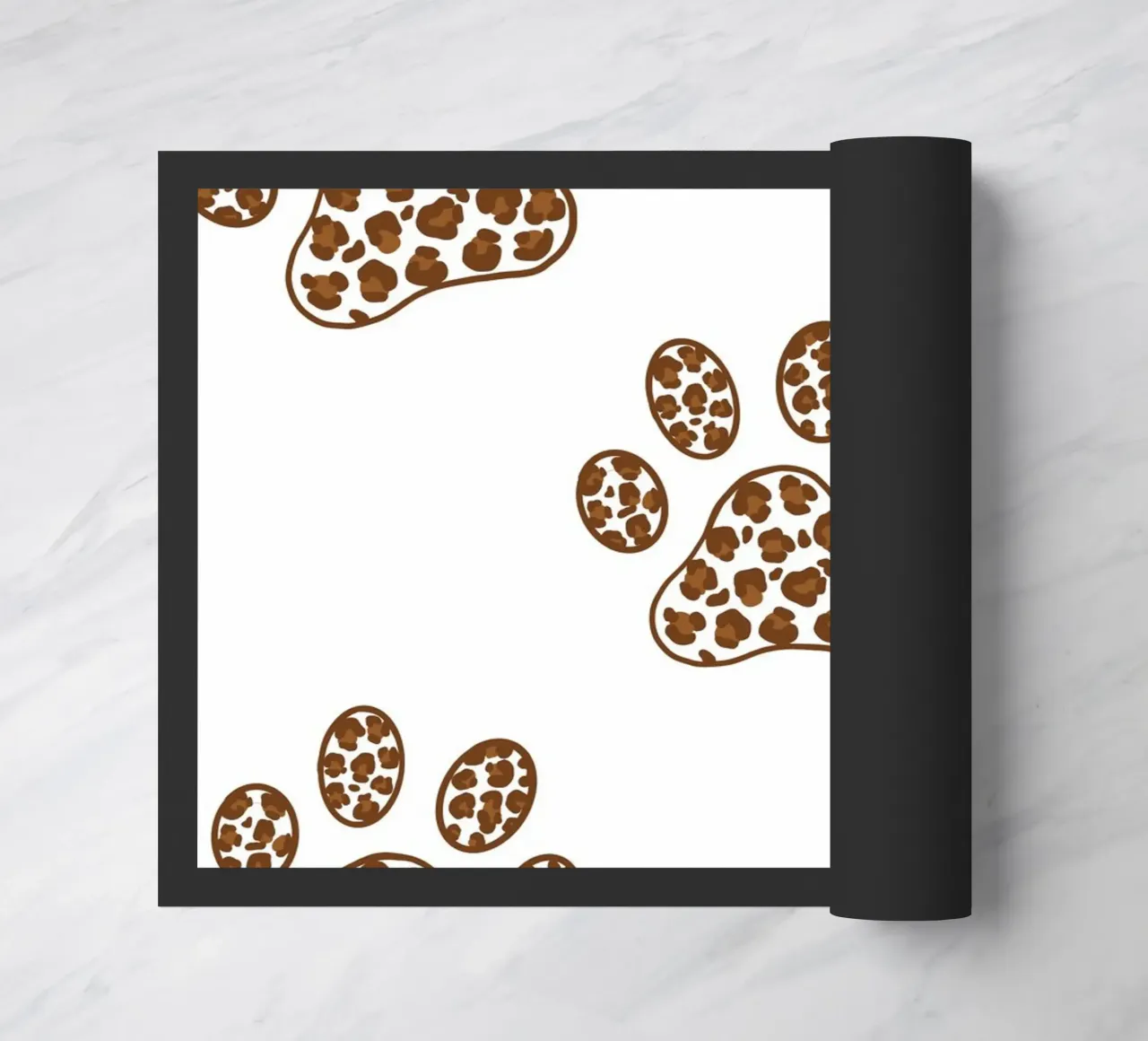 Made of leopard pattern with paw prints doormat by gulsengunel