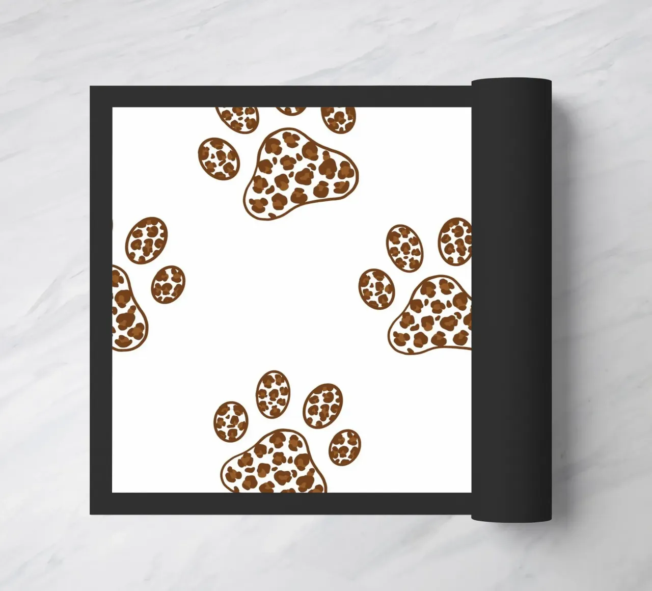 Made of leopard pattern with paw prints doormat by gulsengunel