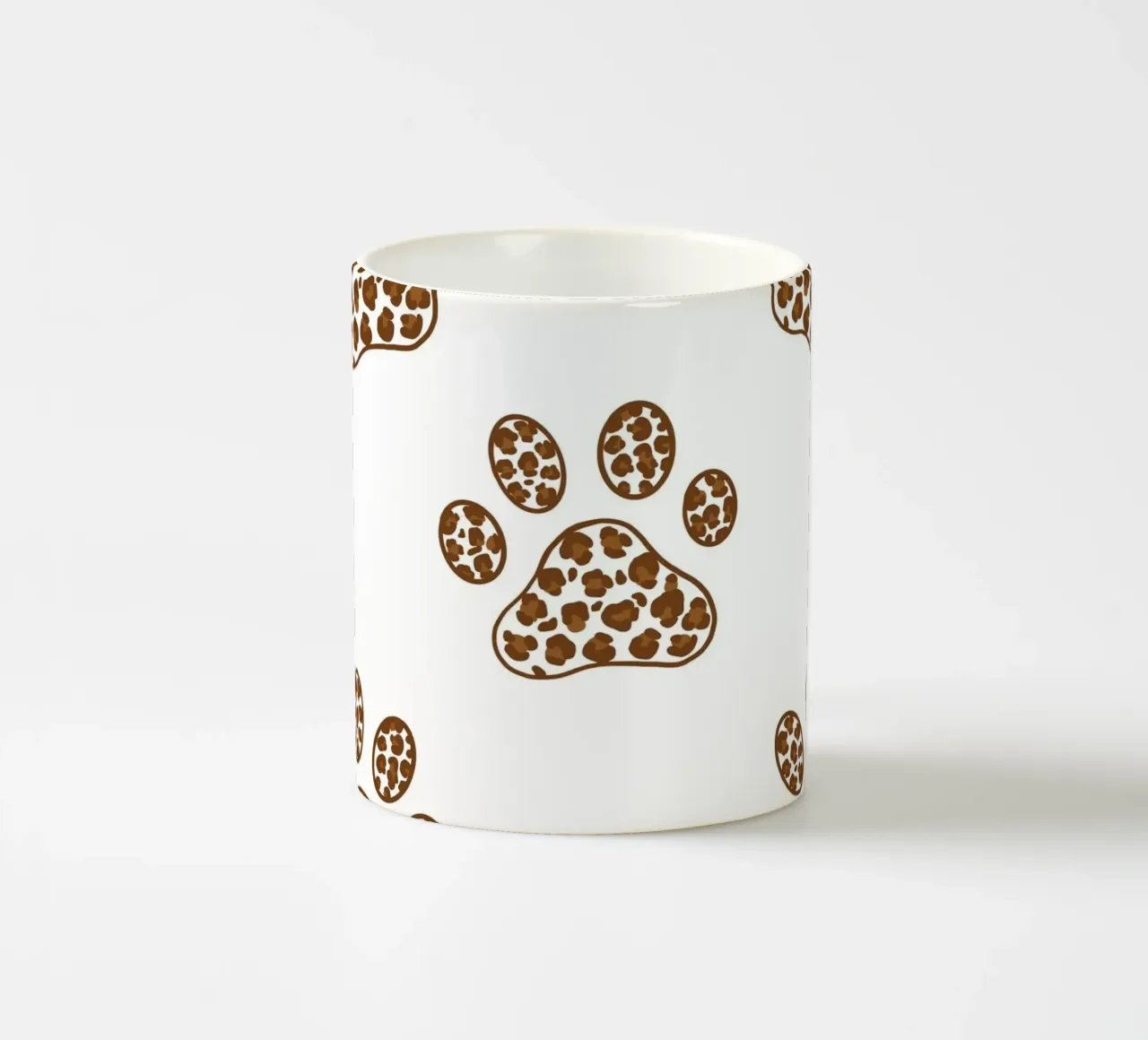 Made of leopard pattern with paw prints ceramic mug by gulsengunel