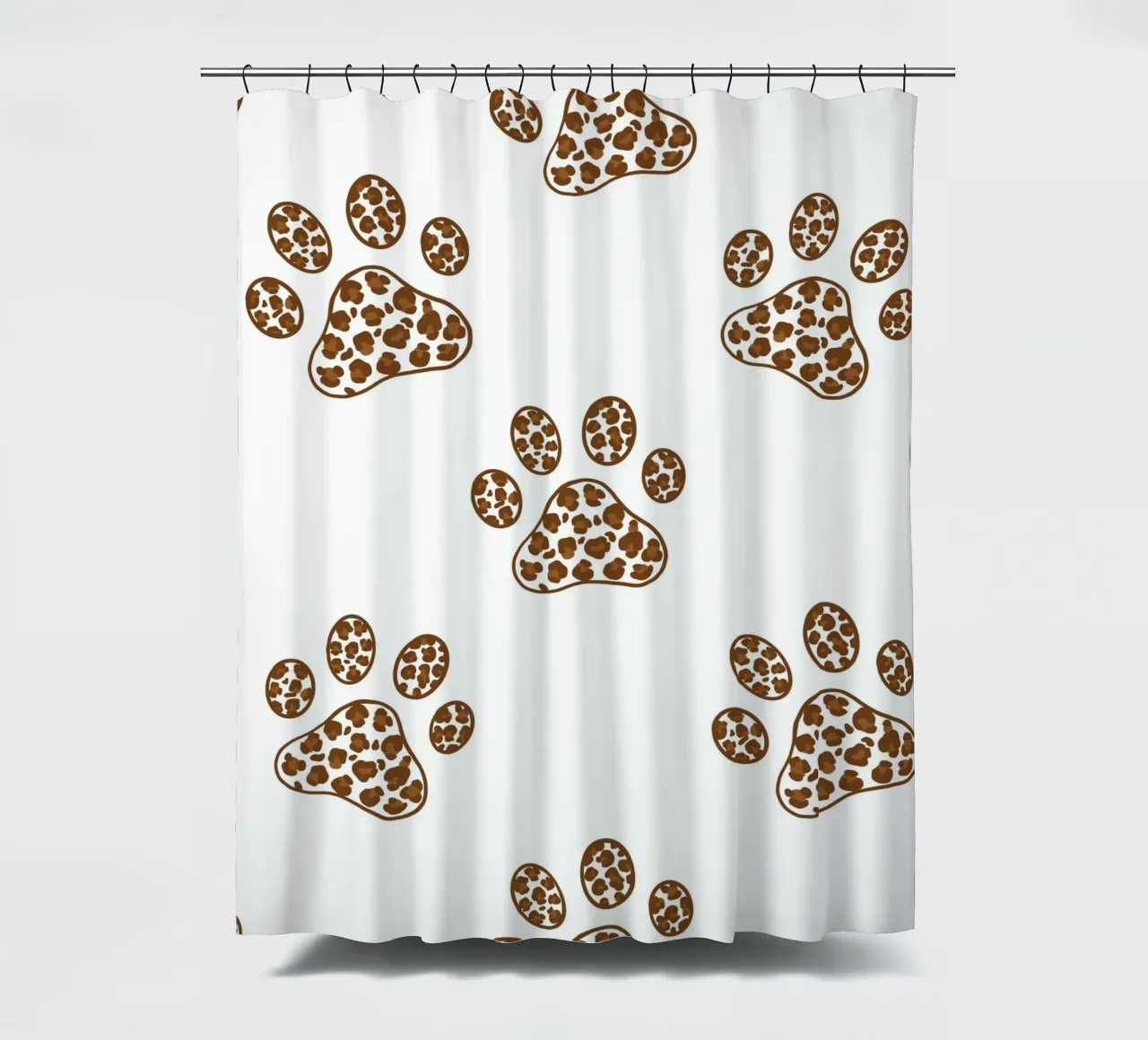 Made of leopard pattern with paw prints shower curtain by gulsengunel