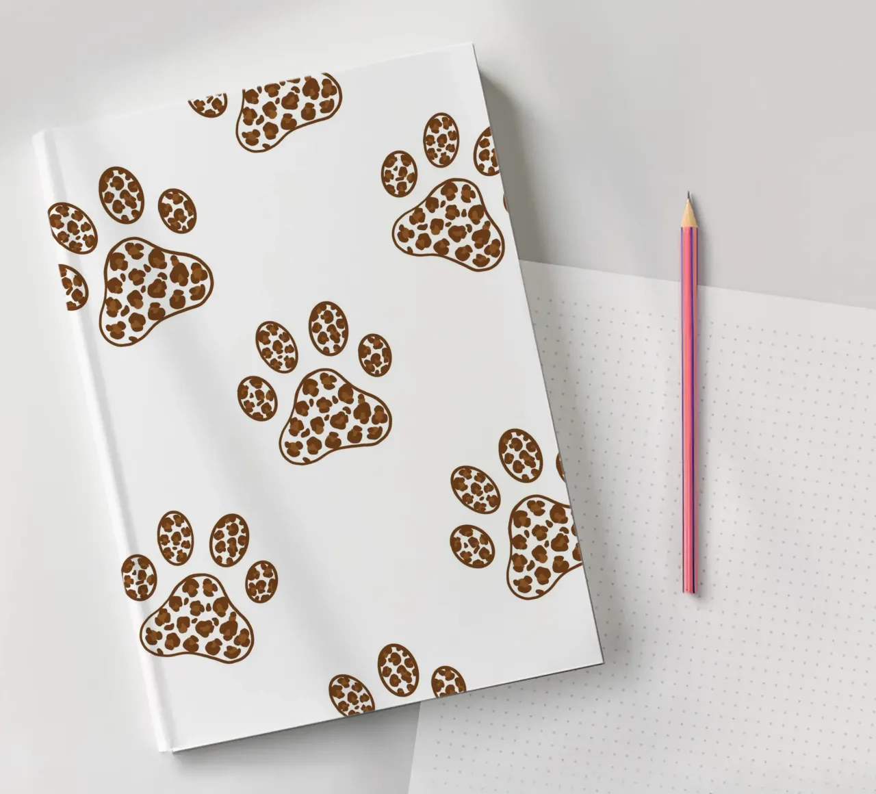 Made of leopard pattern with paw prints notebook by gulsengunel