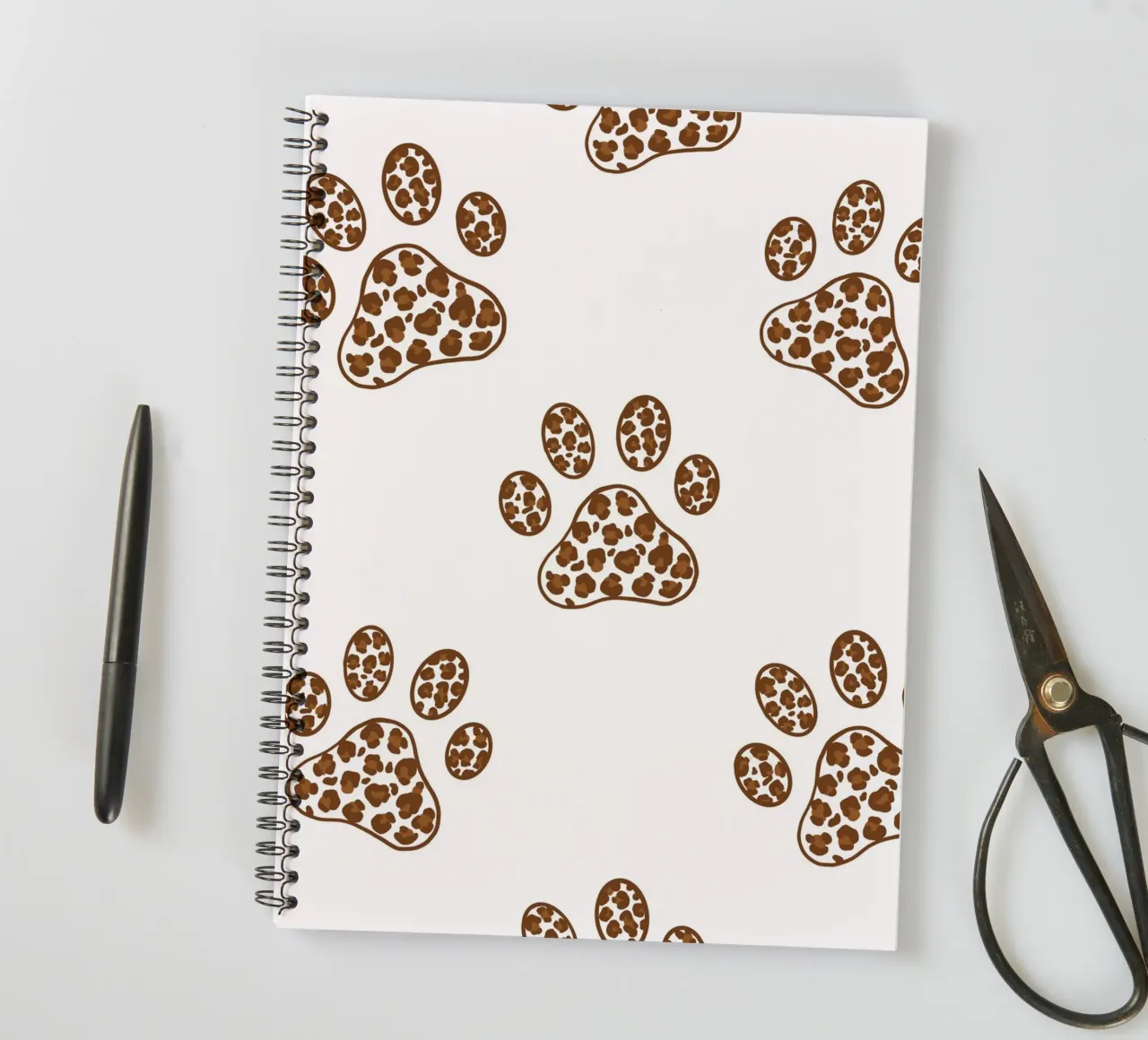 Made of leopard pattern with paw prints spiral notebook by gulsengunel