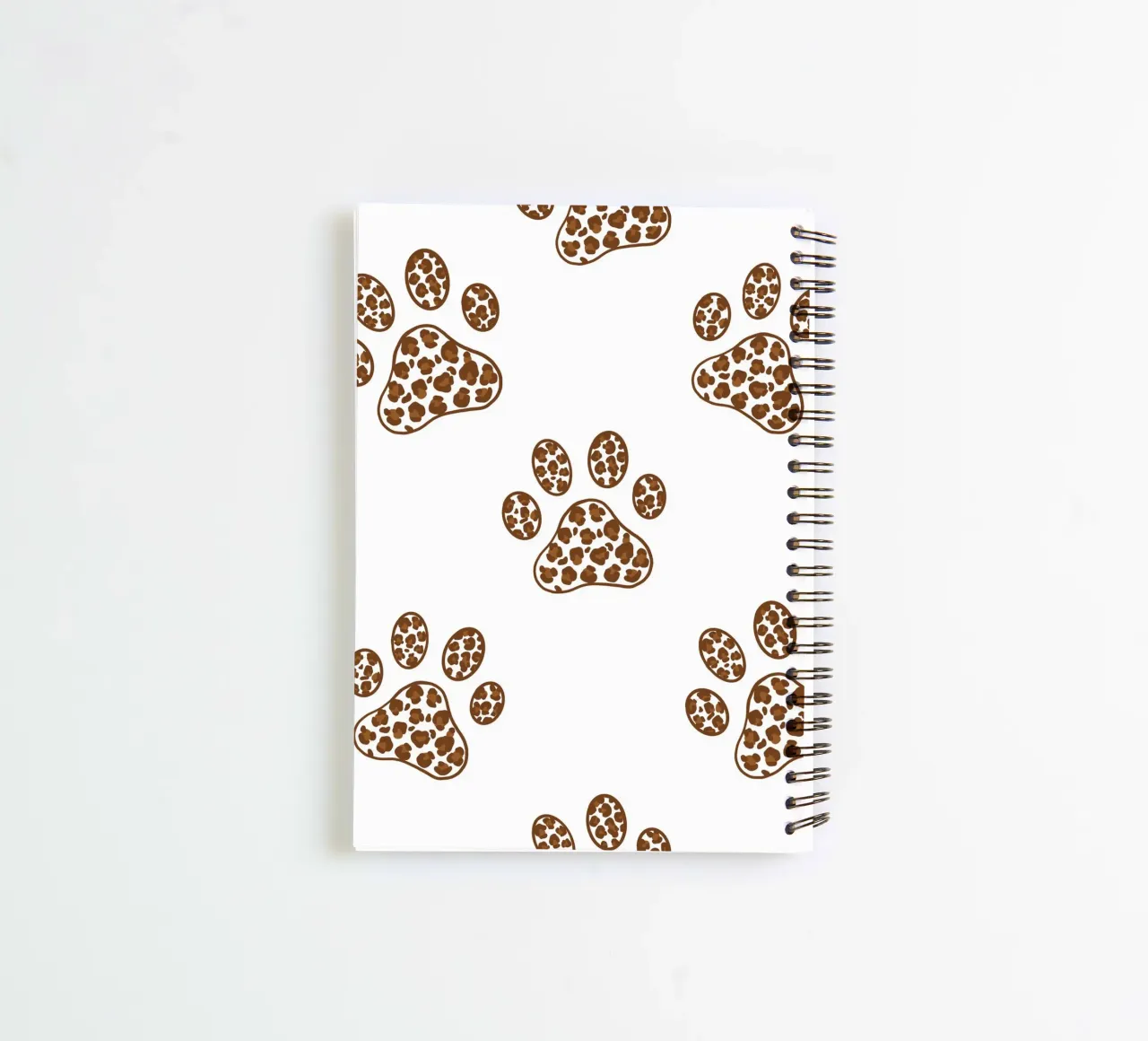 Made of leopard pattern with paw prints spiral notebook by gulsengunel