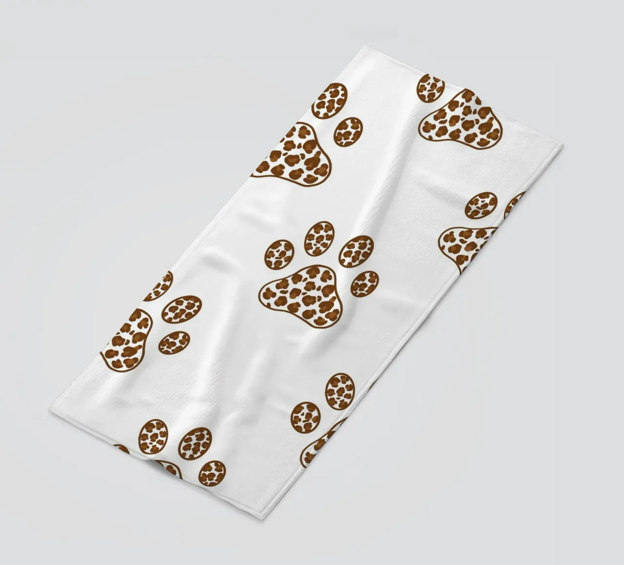 Made of leopard pattern with paw prints beach towel by gulsengunel