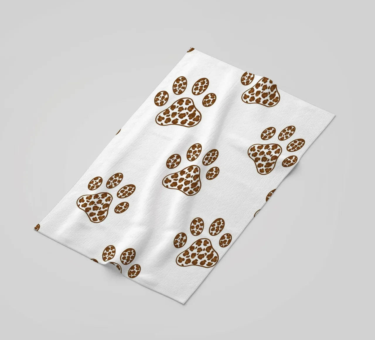Made of leopard pattern with paw prints beach towel by gulsengunel