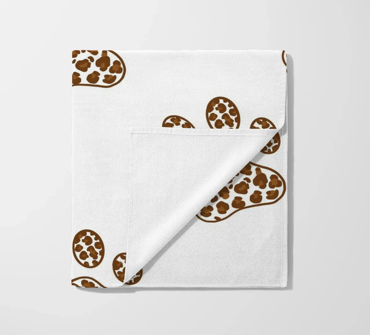 Made of leopard pattern with paw prints beach towel by gulsengunel