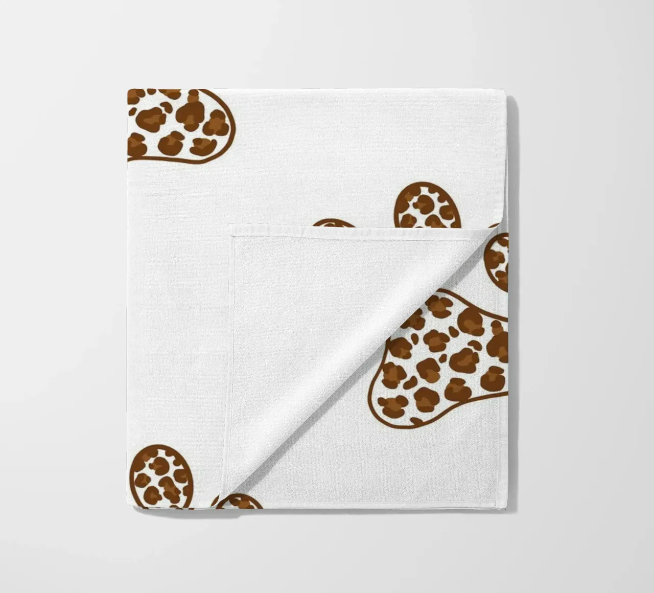 Made of leopard pattern with paw prints beach towel by gulsengunel