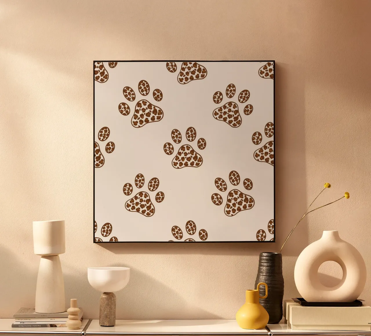 Made of leopard pattern with paw prints alu-dibond by gulsengunel