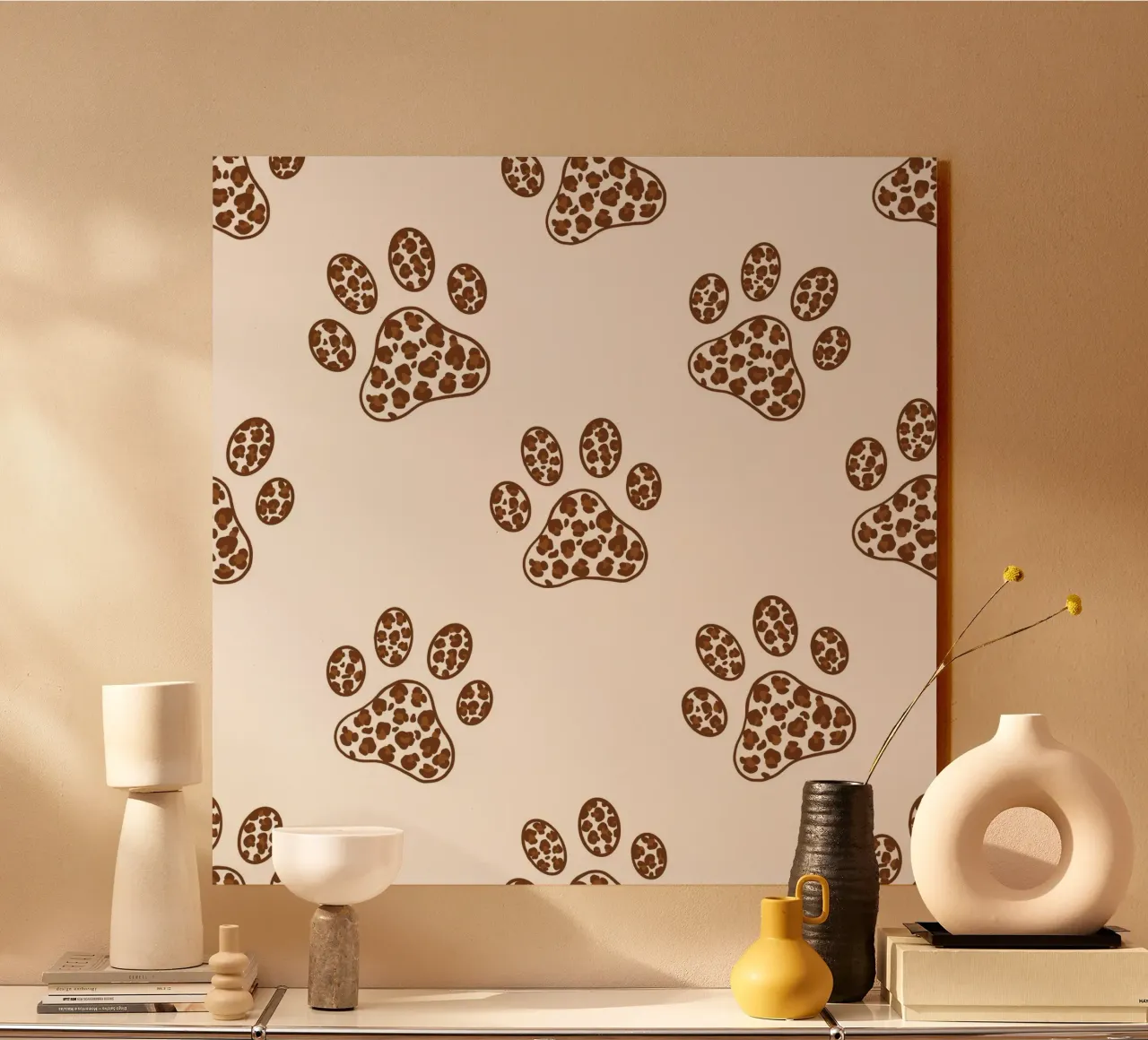 Made of leopard pattern with paw prints alu-dibond by gulsengunel