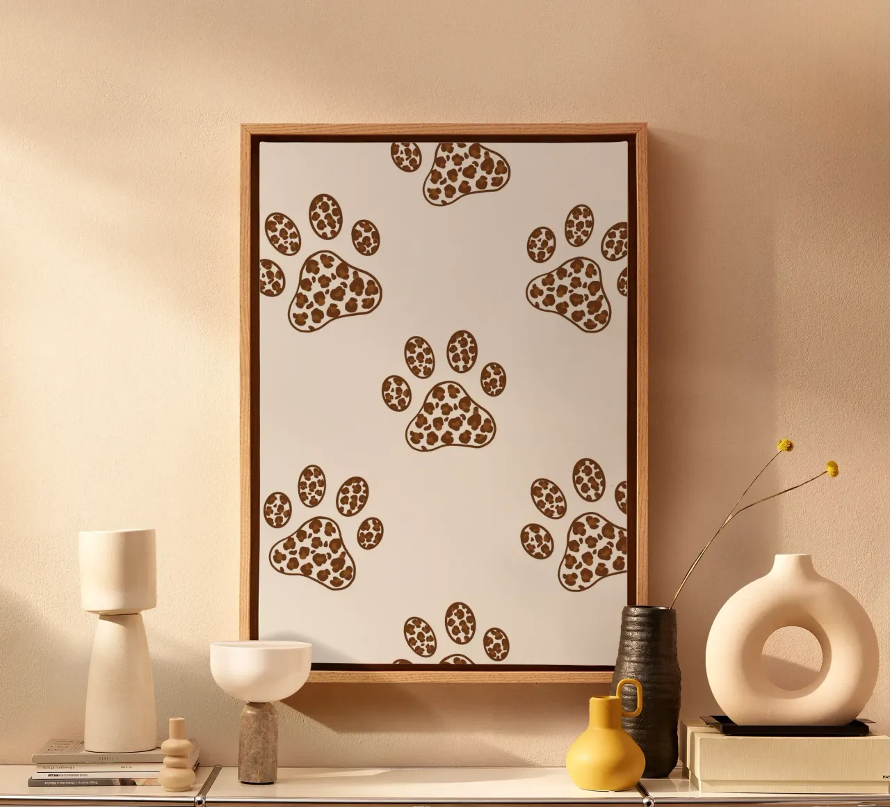 Made of leopard pattern with paw prints canvas by gulsengunel