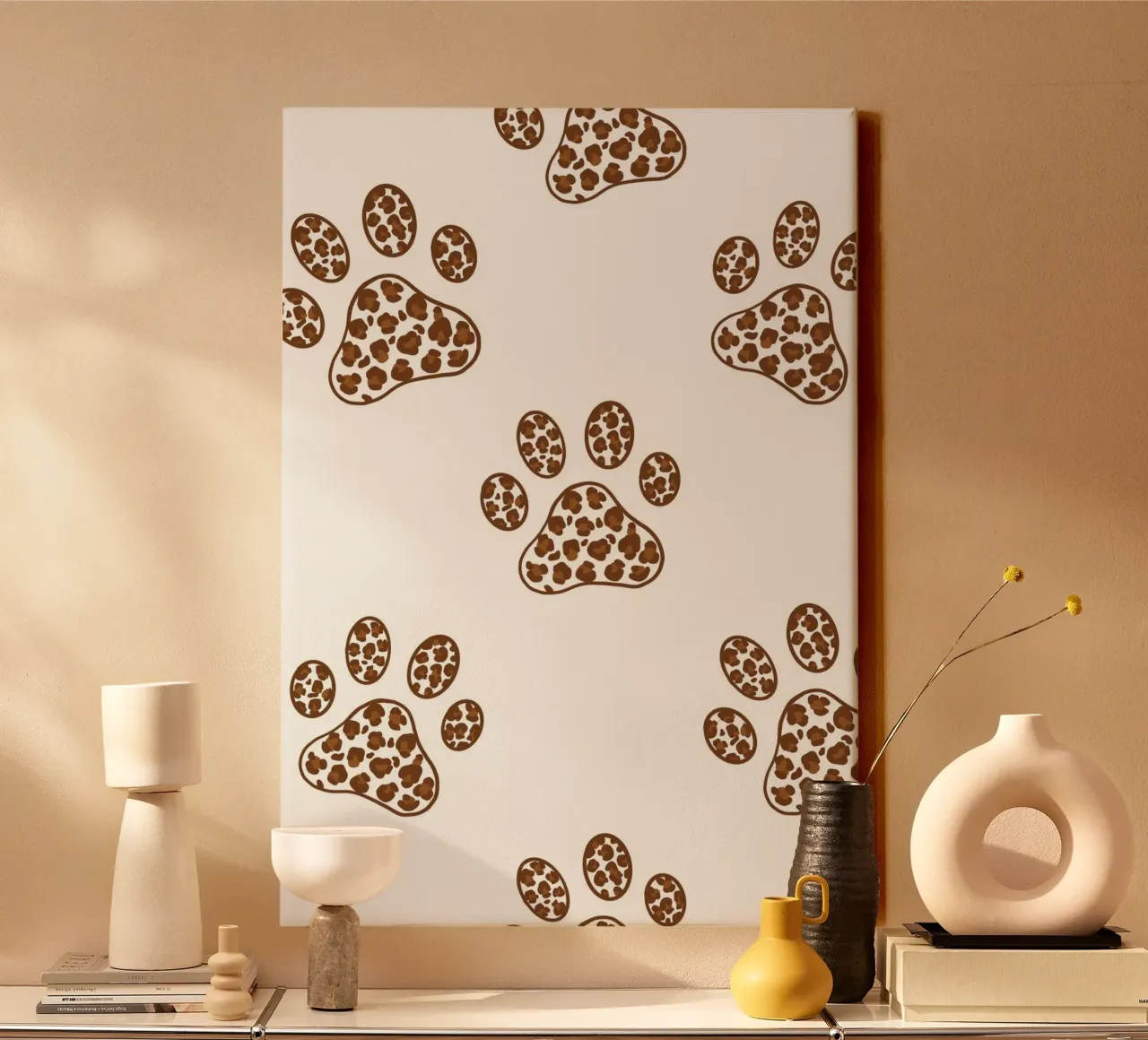 Made of leopard pattern with paw prints canvas by gulsengunel