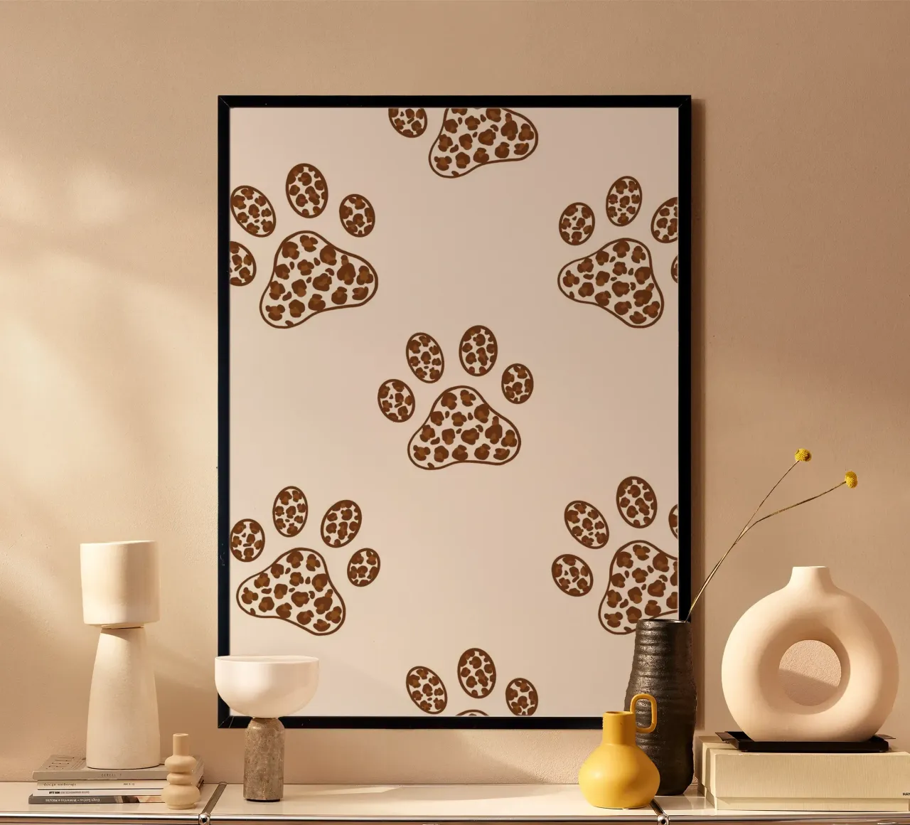 Made of leopard pattern with paw prints hahnemühle by gulsengunel