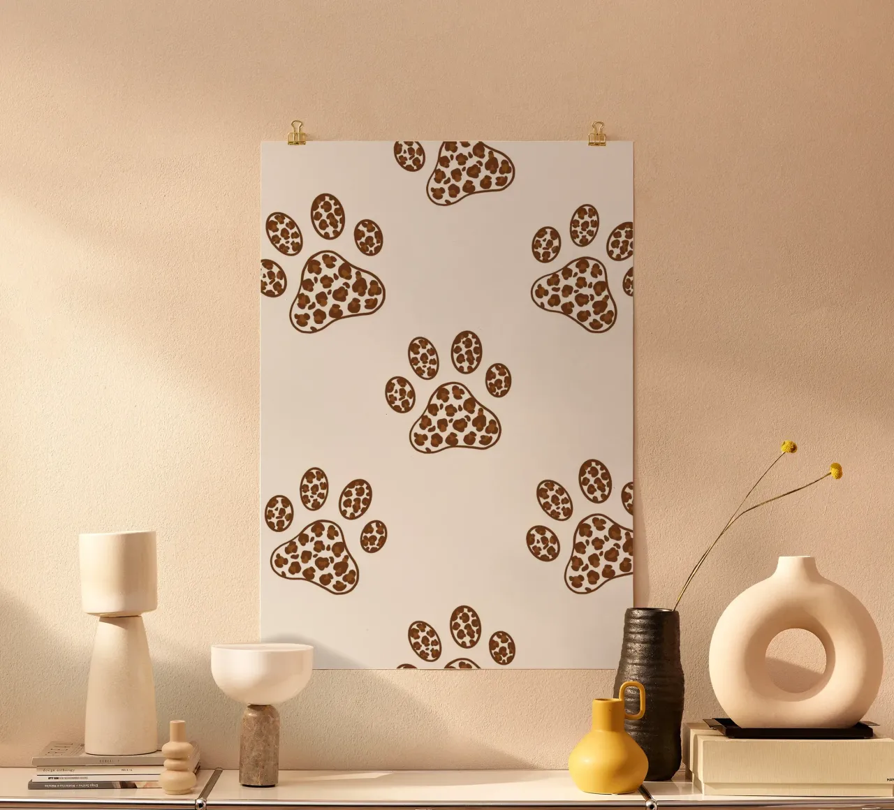 Made of leopard pattern with paw prints hahnemühle by gulsengunel