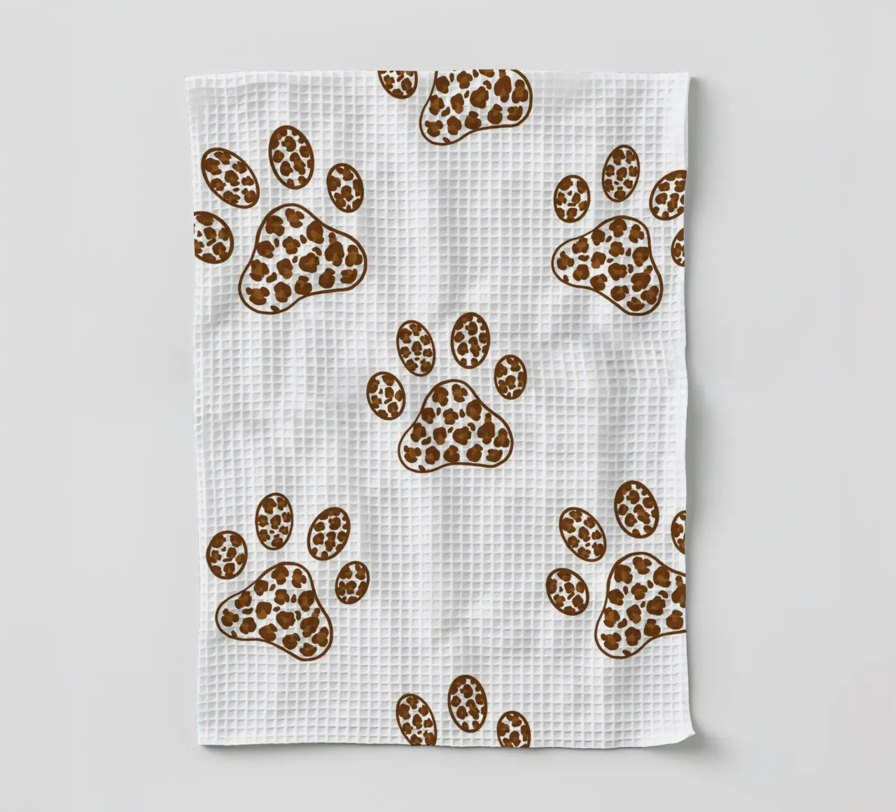 Made of leopard pattern with paw prints tea towel by gulsengunel