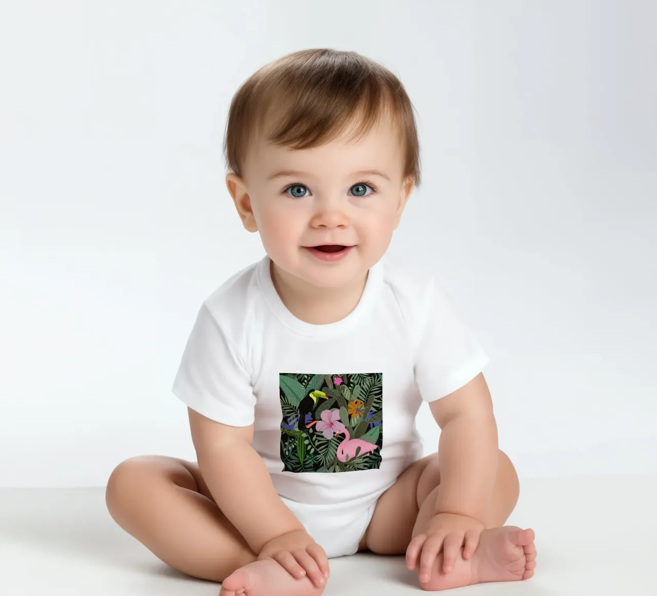 Dschungelmuster dunkel Kurzarm Babybody von gulsengunel