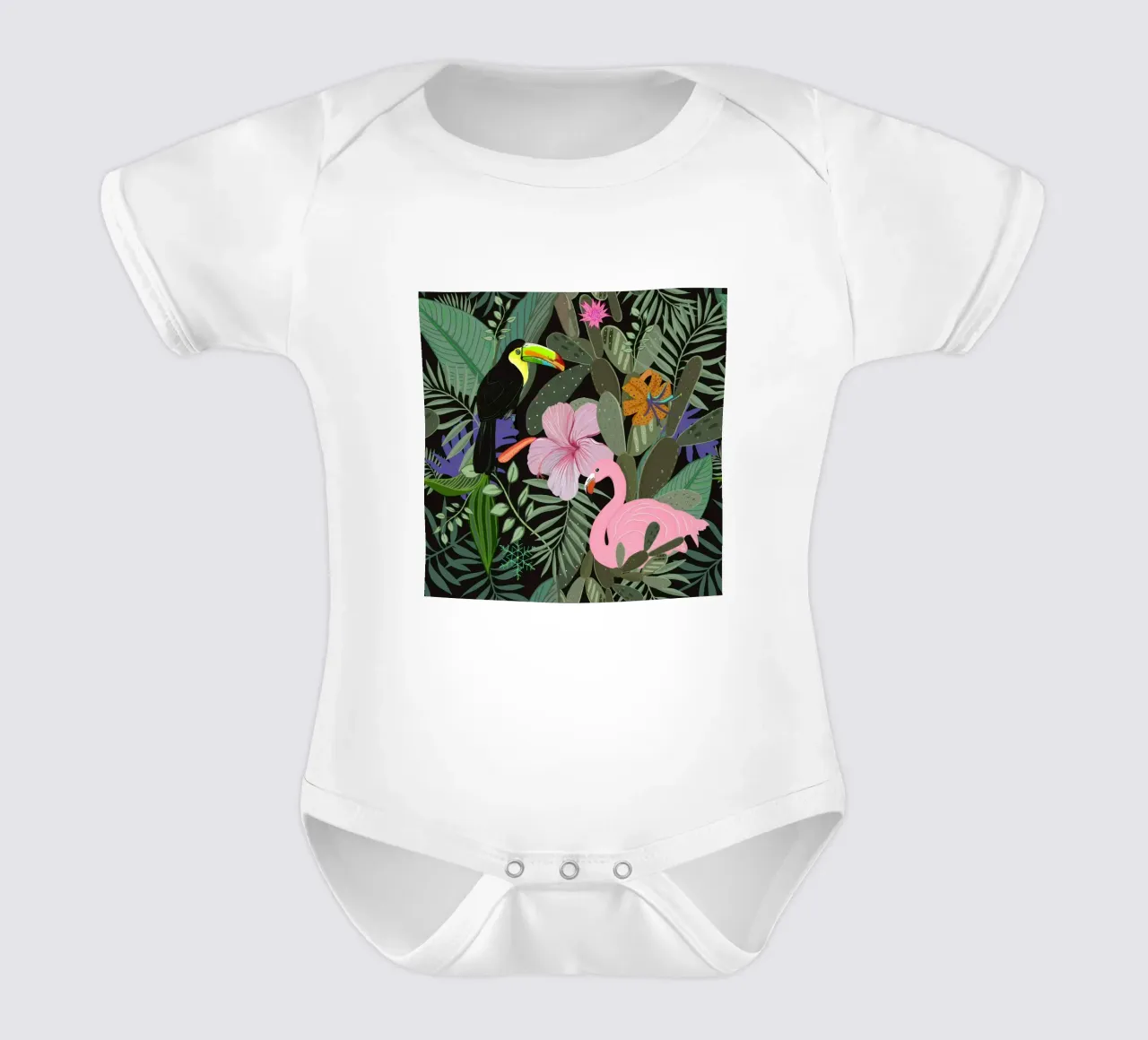 Dschungelmuster dunkel Kurzarm Babybody von gulsengunel