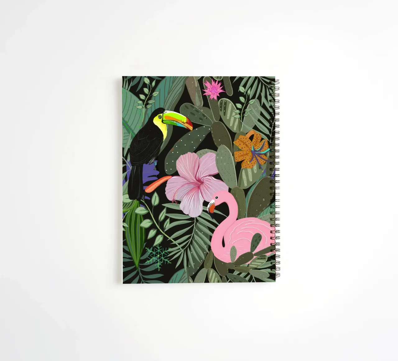 Jungle pattern dark spiral notebook by gulsengunel