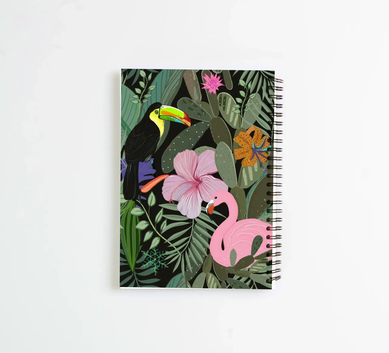 Jungle pattern dark spiral notebook by gulsengunel