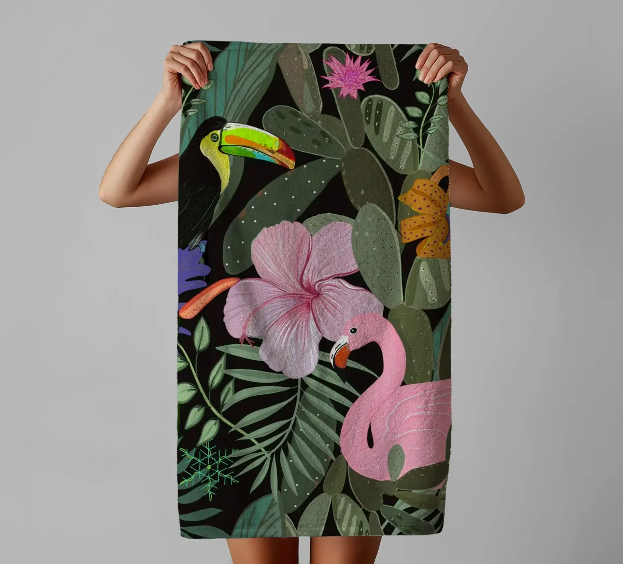Jungle pattern dark towel by gulsengunel