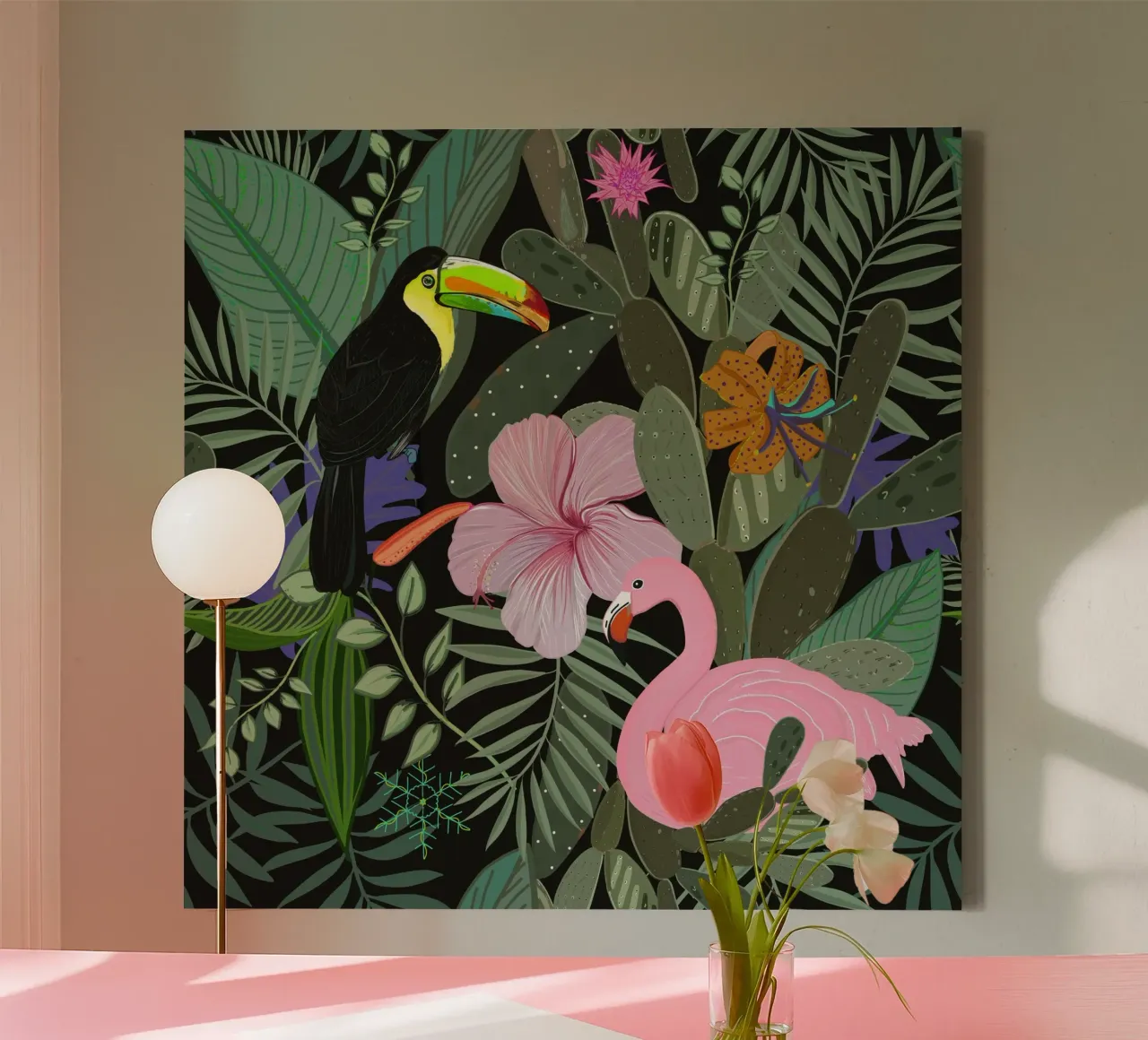 Jungle pattern dark canvas by gulsengunel