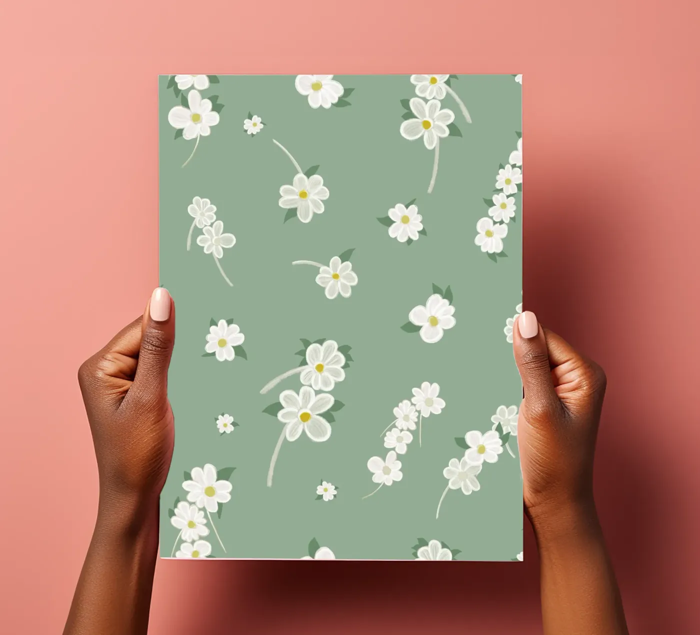 Daisies green background pattern sticker sheet by gulsengunel