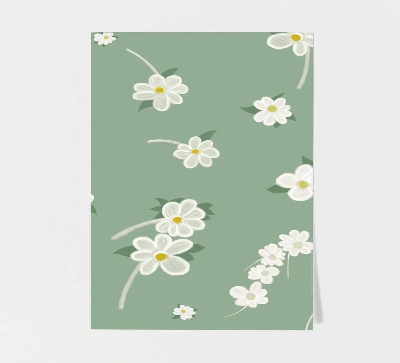 Daisies green background pattern sticker sheet by gulsengunel