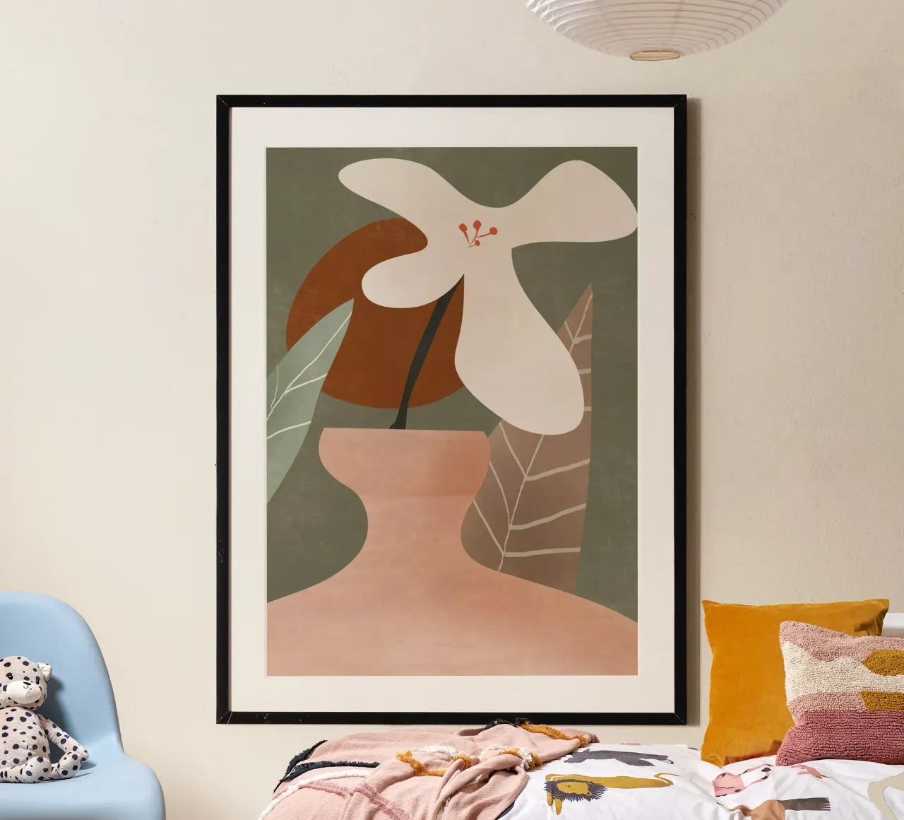 Vaso di fiori d'arte astratta poster con telaio in legno da ThingDesign