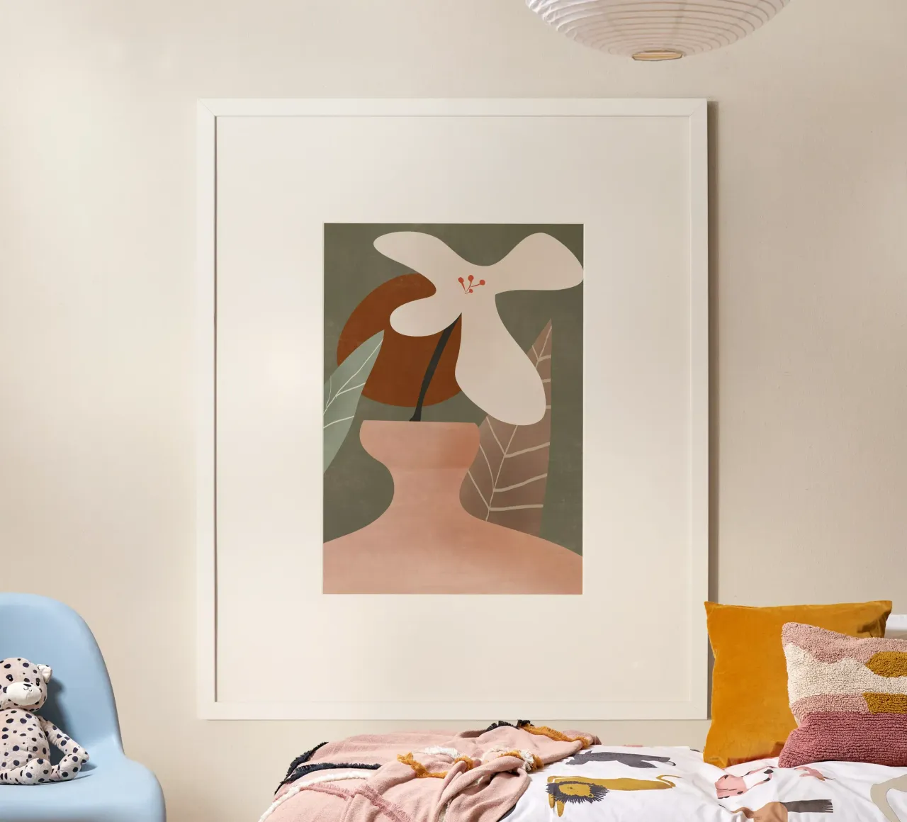 Vaso di fiori d'arte astratta poster con telaio in legno da ThingDesign