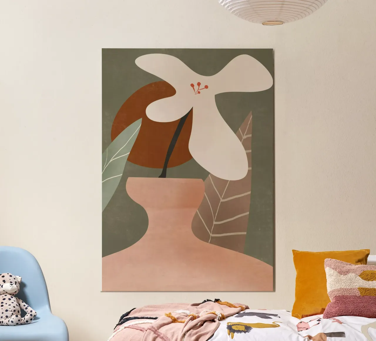 Vaso di fiori d'arte astratta poster con telaio in legno da ThingDesign